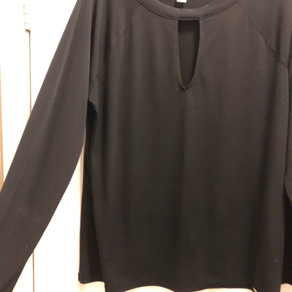 Michael Kors Black Long Sleeve Keyhole Peep Hole Top Size Large - Picture 5 of 6